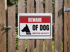 Beware of Dog Aluminum Sign. Aluminum sign, shown with sample text