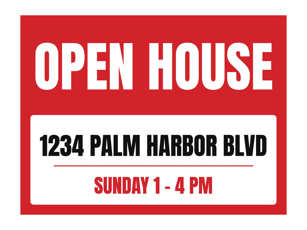 Open House Yard Sign. Flat artwork, sample text