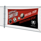 Outdoor Vinyl Banner (Horizontal). 4over example banner on a fence