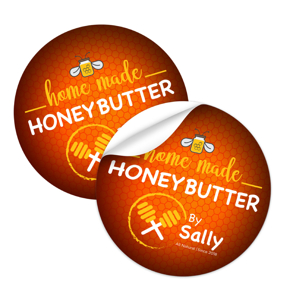 Round Stickers. Example round stickers with peel backing