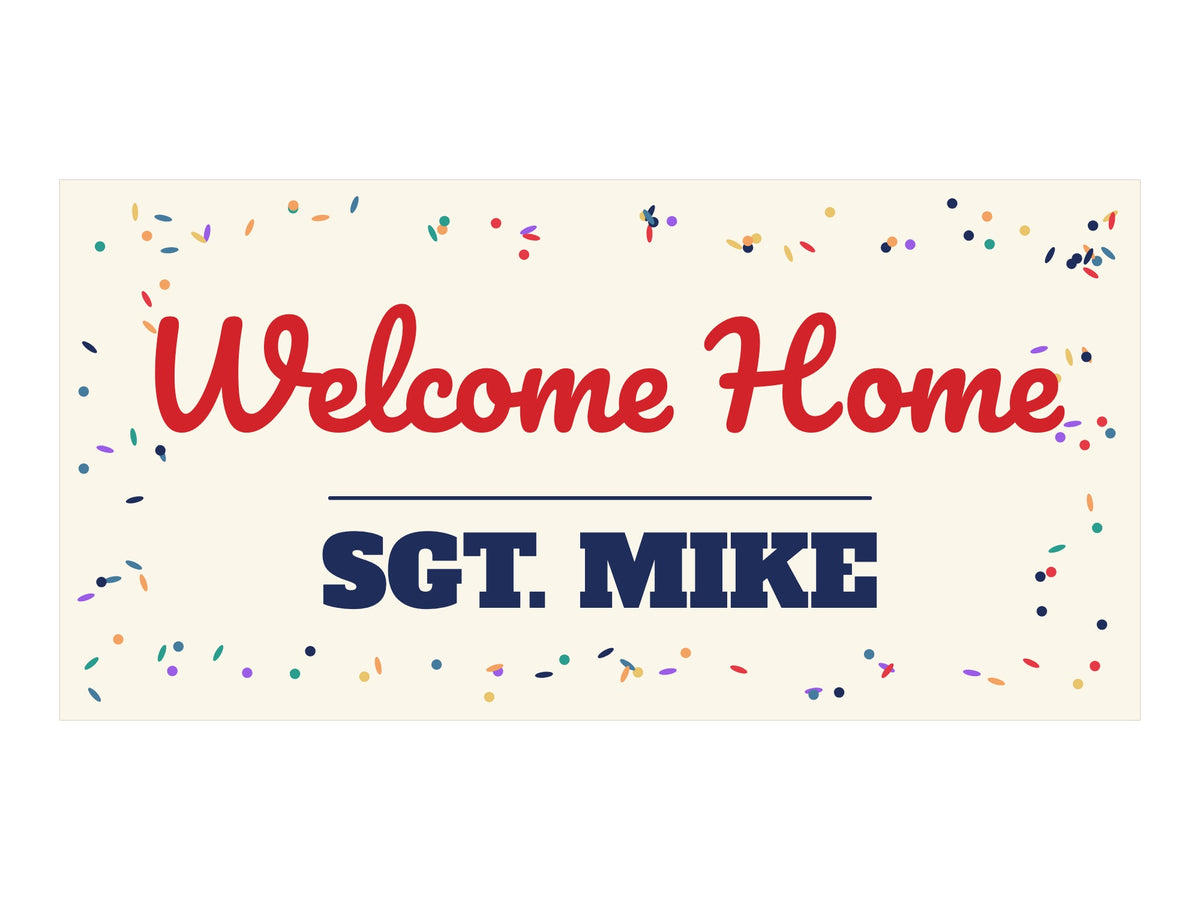 Welcome Home Banner. Flat artwork, Celebration design, sample text