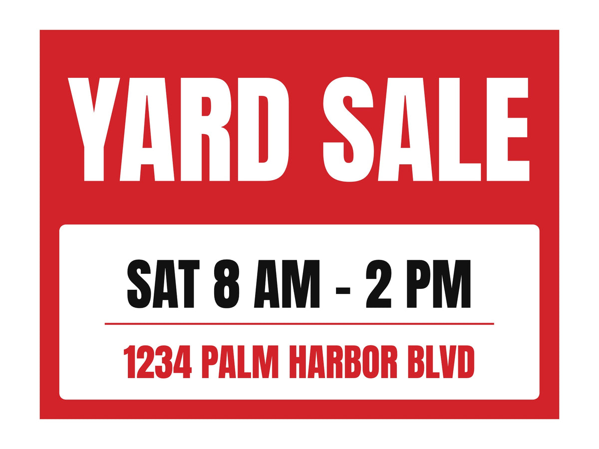 Yard Sale Sign. Flat artwork, sample text