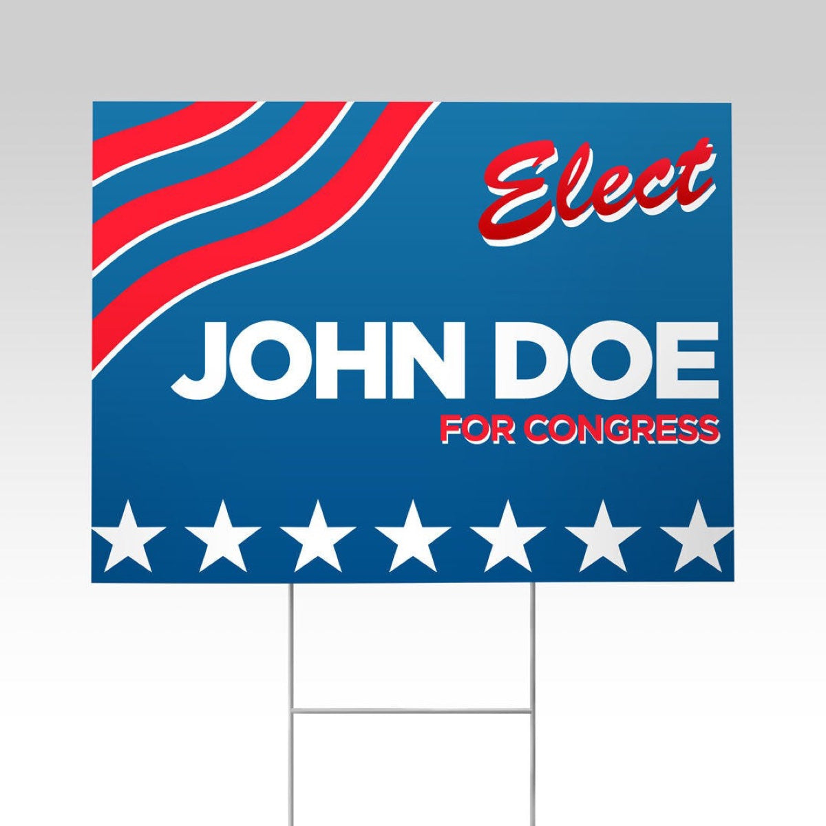 Yard Signs with Stakes. Example yard sign on an H-stake